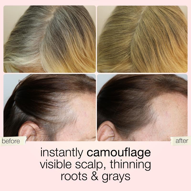 Camouflage visible scalp thinning roots and grays